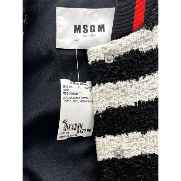 MSMG KNIT STRIPED BOMBER JACKET - Picture 4 of 6